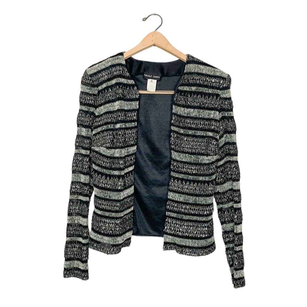 Nicole Bakti Women’s Open Front Business‎ Casual Textured Blazer Jacket Medium M